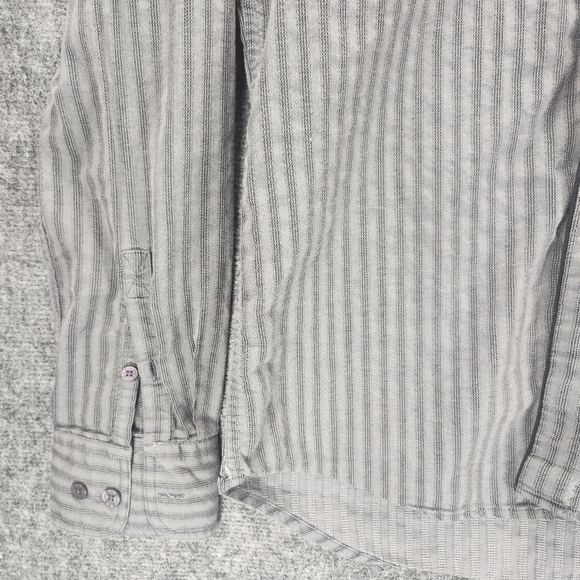 Buckle BKE Shirt Mens Medium Slim Fit Gray Black Striped Long Sleeve Button Up - Picture 4 of 10